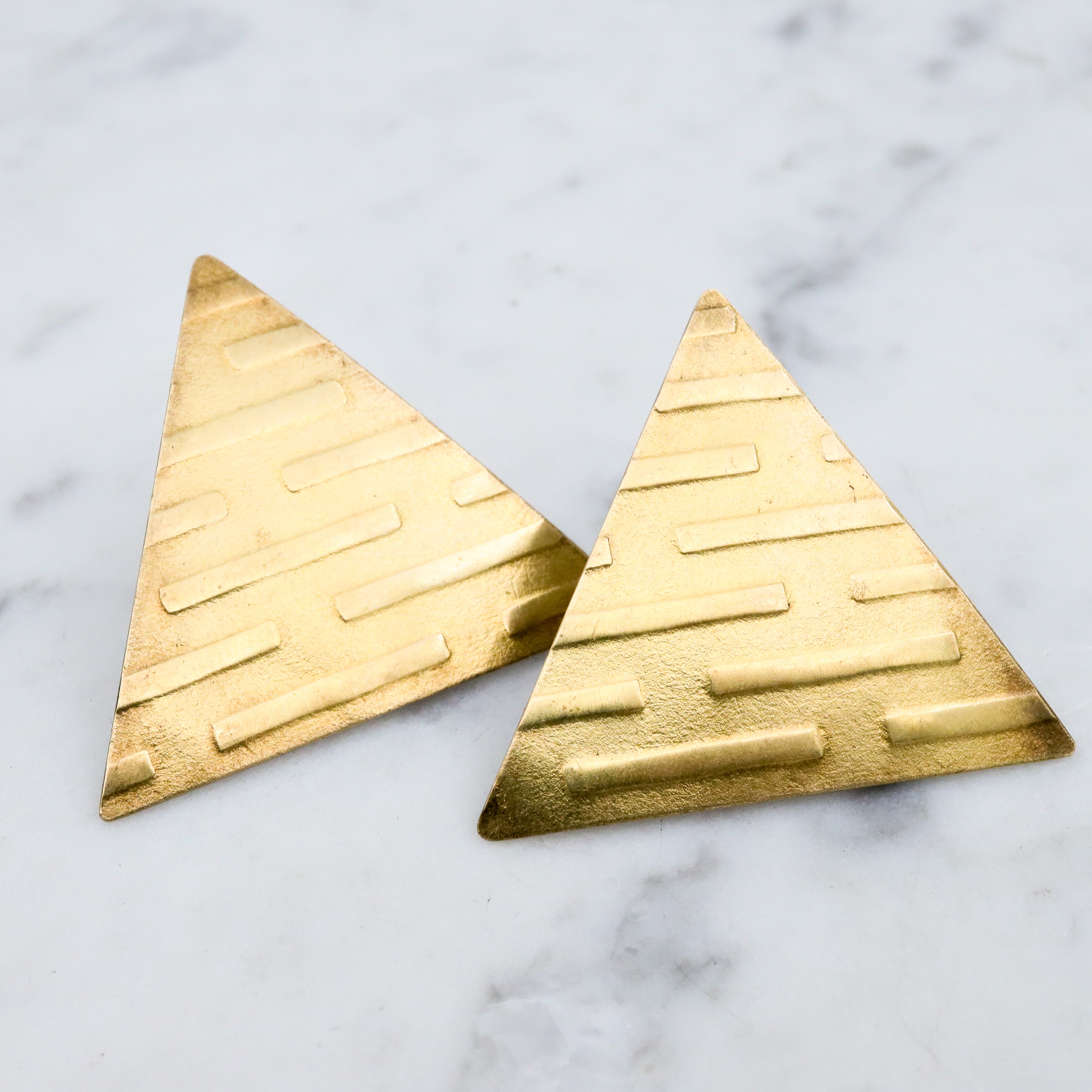 Retro studio artist 18k gold plated sterling silver triangle earrings